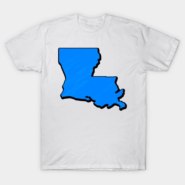 Bright Blue Louisiana Outline T-Shirt by Mookle